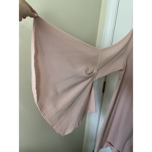 Boston Proper Light Pink Bell Sleeve Mini Sweatshirt Dress Size Large Comfy - Picture 3 of 6